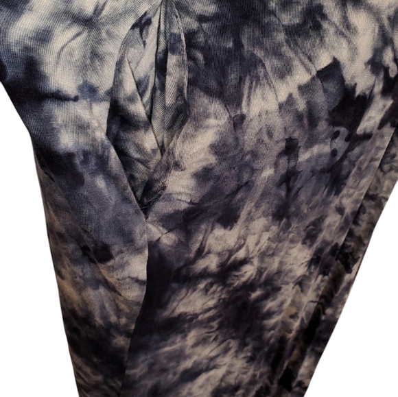 Cotton Innovation Blue Tie Dye Open Front Flyaway Jersey Knit Hoodie Duster Vest - Picture 8 of 11